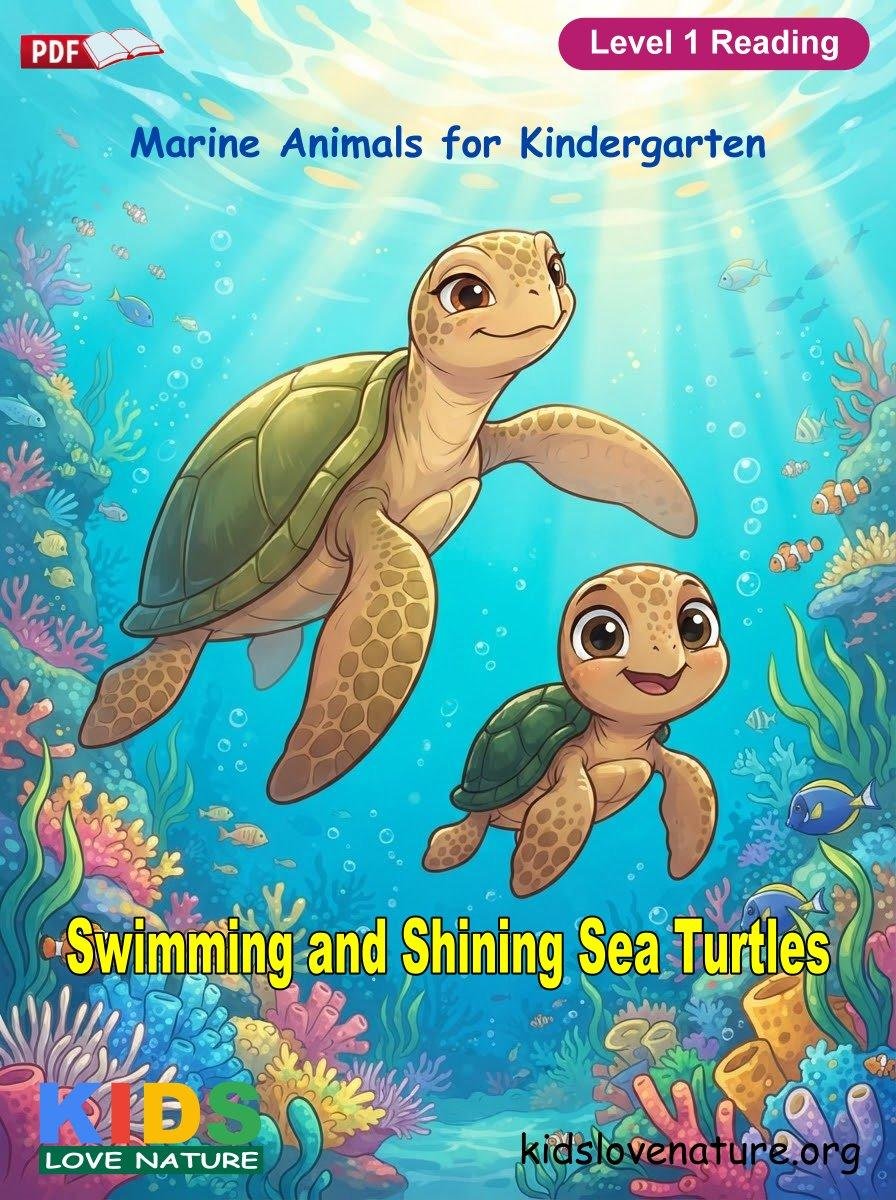 Swimming and Shining Sea Turtles